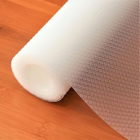 Hersvin 30x300cm Revêtement d'Étagère de Cuisine EVA Antidérapant Non Adhésif Étanche Lavable Placard Armoire Liner Casier Antidérapant Tapis Évier Protecteur pour Bureau à Domicile(Transparent/Dot) (1/5)