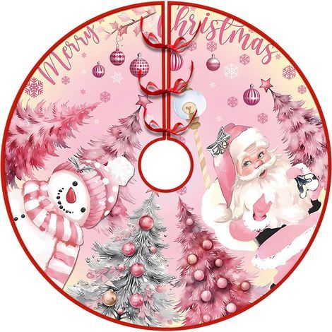 Jupe de sapin de Noël rose. 91 cm (36 pouces). jupe de sapin de Noël. décoration de Noël pour la maison. tapis de sapin de Noël style ferme. décoration et cadeau pour la fête du Nouvel An (1/5)