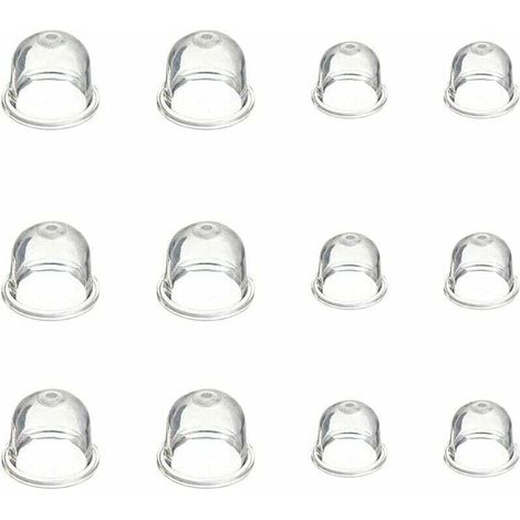 Pompe à ampoule d'amorçage blanche, tasse d'huile de carburateur transparente de 19 mm et 22 mm pour tondeuse, machine à haie, scie à essence, ampoule d'amorçage de carburant de ventilateur 12 pièces