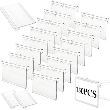 150 PCS Porte Étiquettes en Plastique, Support d'Affichage de Prix, Supports d'Étiquettes pour Etagères Magasin Boulangerie Supermarché Plastique Affichage Prix Présentoir Détail (1/5)