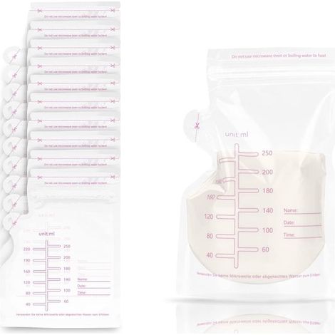 30 pièces - Sachets de conservation de liquide - Sachets de conservation de lait maternel - 250 ml - Sachet de conservation d' Allaitement - Sachets Allaitement - Sans BPA - avec bec verseur - pour l' (1/5)