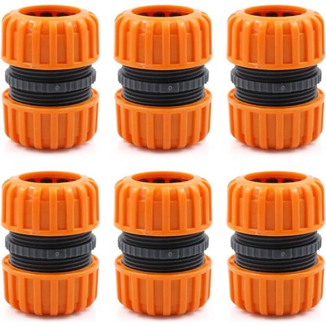 Raccord De Tuyau D Arrosage - 6 Pièces - Pour Tuyau 19 mm - Réparation Rapide Et Facile - Jaune (1/5)
