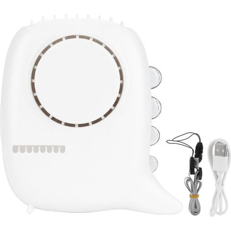 Ventilateur de cou portable USB rechargeable avec 3 vitesses - Petit ventilateur blanc
