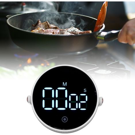 Minuteur électronique avec support, affichage numérique, gestionnaire de temps magnétique pour bureau et cuisine, blanc (1/5)
