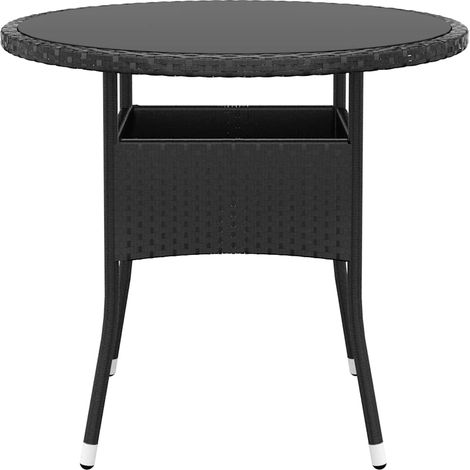 Maison Exclusive - Gartentisch Ø80x75 cm Hartglas und Poly Rattan