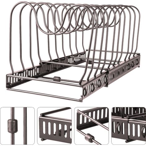 Scaffale per pentole, Scaffale per pentole Scaffale per cucina con 10 scomparti regolabili Perfetto per utensili da cucina Pentole, padelle, coperchi (1/5)