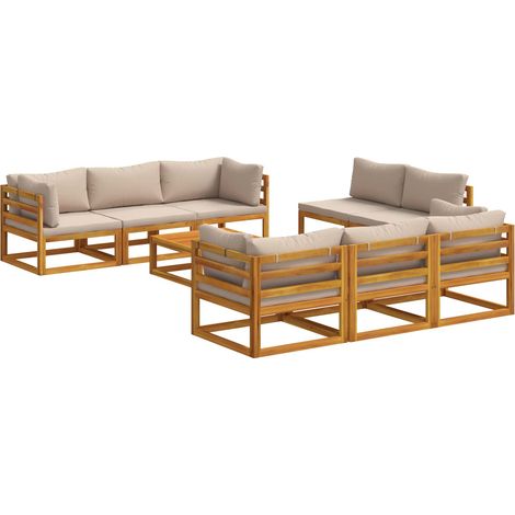 9-teiliges Garten-Lounge-Set, modular Natur Massivholz Akazie vidaXL