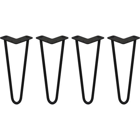 4 x 12" Hairpin Legs - 2 Prong - 12mm - Black