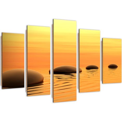 Quadro deco panel 5 parti, Composizione zen con pietre - 100x70 (1/5)
