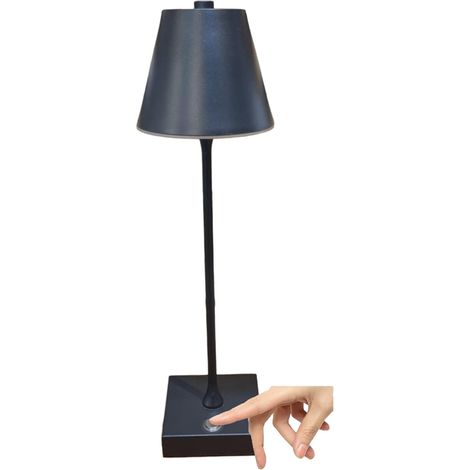 Lampada led da tavolo touch con batteria ricaricabile usb con 3 tonalità di colore dimmerabile Nera