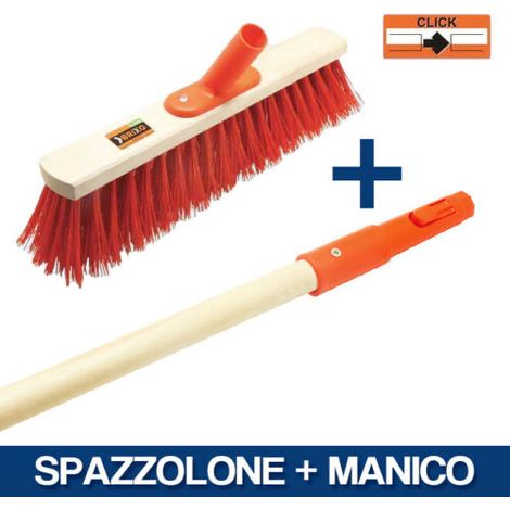 SPAZZOLONE INDUSTRIALE CON ZOCCOLO IN LEGNO CM 40 CON/SENZA MANICO 35633V SPAZZOLONE + MANICO (35633+35635)