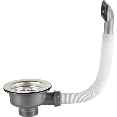 Crépine de panier de vidange d'évier de cuisine, 110 mm 1½", en acier inoxydable, avec trop-plein rectangulaire, adaptée aux drains d'évier de cuisine pour maintenir un drainage lisse (1/5)
