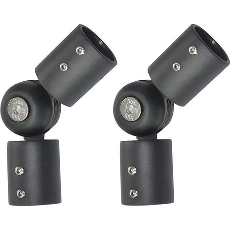 Lot de 2 connecteurs d'angle réglables en acier inoxydable pour tringles à rideaux - 19 mm - Noir (1/5)