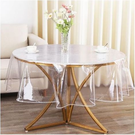 Nappe transparente - Rond - 140 cm - Film de protection de table en PVC - Anti-graisse - Étanche - Diamètre 140 cm (1/5)