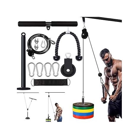 Weight Pulley System Gym Exercise Machine Strength Training Equipment Power Rack Accessories for LAT Pull Down, Biceps Curl, Forearm Workout (1/5)