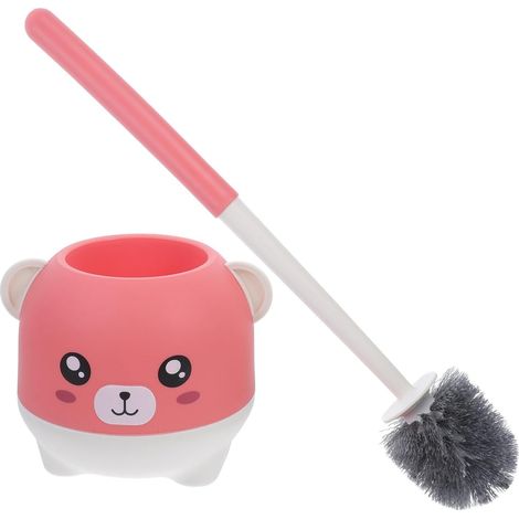 Brosse de toilette murale suspendue avec long manche et poils pour l'entretien de la cuvette, couleur rose rouge (1/5)