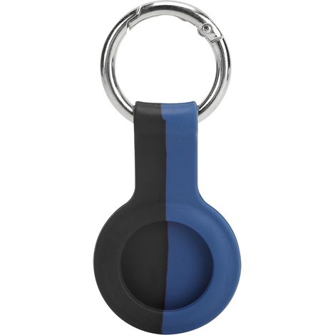 Étui de protection en silicone bicolore avec boucle métallique pour traceur IOS - Noir + Bleu (1/5)