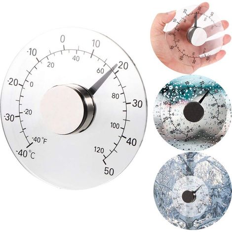 Thermomètre extérieur étanche, autocollant pour fenêtres extérieures rondes, -40 à 50 °C, diamètre 10,7 cm