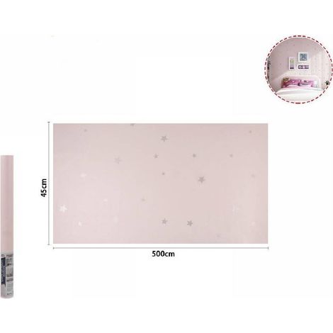 TrAdE Shop Traesio - Rotolo Pellicola Adesiva Rosa Con Stelle 45cm X 5mt Mobili Carta Da Parati 71128 -