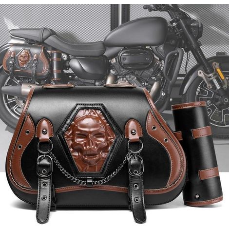 Motorrad Satteltasche 30L Leder Wasserdicht mit Flaschenhalter Universal (1/5)