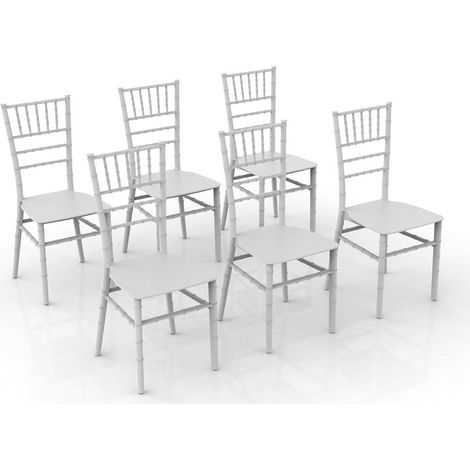 GLOUPIE Set 6 Sedie Impilabili Queen In Polipropilene Neutro Rinforzato Bianco, L 38 x P 45,5 x H 94,5 Cm, Made In Italy (1/5)