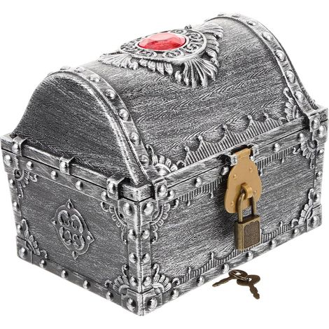 1 Coffre au trésor, Plastique durable, Grande taille, Rangement jouets, Décoration rétro, Fête enfant (1/5)