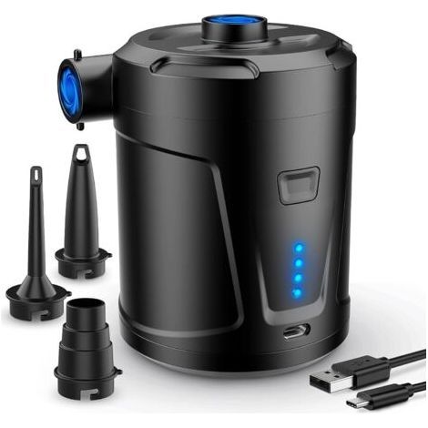 Rechargeable electric air pump 5200 mAh – Flow rate 240 L/min – 3 air nozzles for mattresses and boats – Quiet 60 dB (1/5)