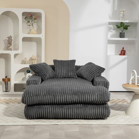 Canapé-lit 90x190 cm, canapé d’angle avec 3 coussins, convertible en fauteuil relax pour salon ou bureau (1/5)
