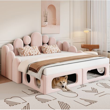 lit adulte lit double modulable 180x200 velours OKMYHOME (1/5)