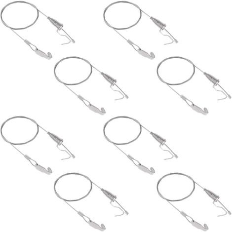Kit de Suspension de Tableau avec Crochets, 8 pièces Réglable en Acier Inoxydable Cintre Câble Métallique Robuste Kit D'Affichage D'Image D'Art Professionnel (1M, Petit Crochet) (1/5)