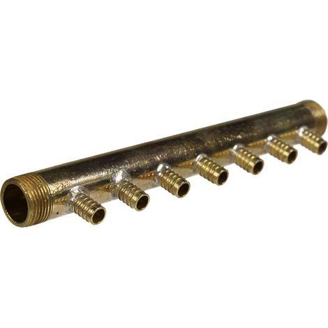 Collecteur 3/4" (20/27) Mâle-Mâle 7 piquages à Glissement pour tube PER diamètre 12 compris 7 bagues de 12 (1/4)