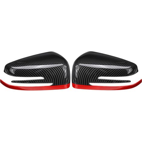 Dos cubiertas para espejos retrovisores laterales de coche para modelos BCE Cla Gla Glk W176 W117, fabricadas en fibra de carbono, color rojo.