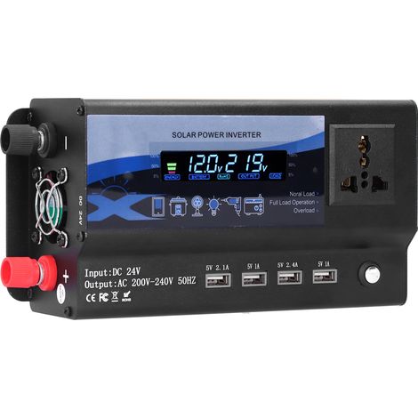 Convertisseur de courant pour voiture Xuyuan 4000 W avec éclairage d'ambiance LED coloré, 4 ports de chargement USB et convertisseur de courant 24 V. (1/5)
