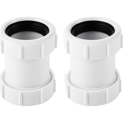 APEX Un ensemble de deux raccords droits en PVC de 40 mm pour le raccordement d'un tuyau d'évacuation de baignoire de 1,27 cm. (1/5)