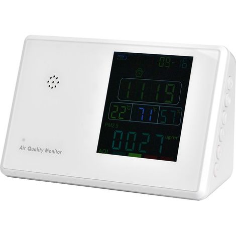 Multifunktions-Formaldehyd-PM2,5-Detektor, Kohlendioxid-Luftqualitätsüberwachung, Temperaturmessgerät mit Wecker (1/5)