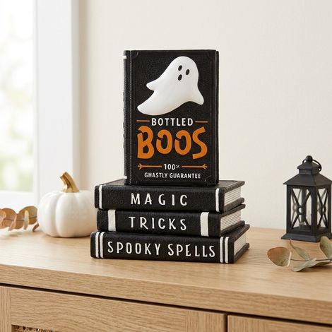 Spooky Spells Tricks Book Stack Ornament (1/2)