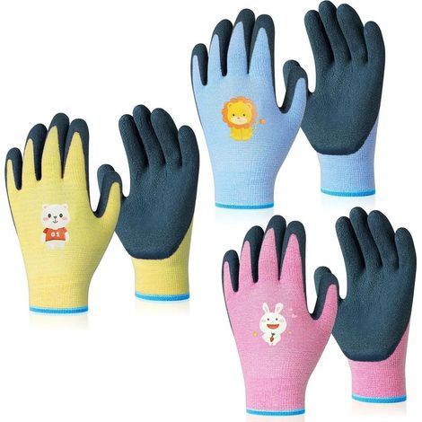 Ainiv 3 Paar Kinderhandschuhe, Alter 5-9 Jahre, rutschfeste Latexbeschichtung, Camping (1/5)