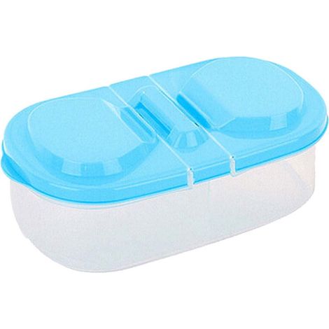 Boîte De Rangement Alimentaire - 2 Compartiments - Couvercle Étanche - Transparente - Pour Réfrigérateur Mini - Empilable - 17 x 9,5 x 6 cm - 1 Pièce (1/5)