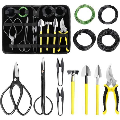 Kit Bonsai 13 pièces Outils Bonsai avec Ciseaux pour bonsaï, Fil de Ligature pour Les bonsaïs, Mini râteau et Pelle, sécateurs de Jardin (1/5)
