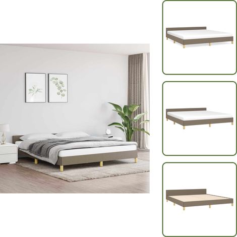 Bettgestell ohne Matratze Taupe 180x200 cm Stoff - Bettsofa - Boxspringbetten - Doppelbett - Lattenrost - Kopfteil (1/5)