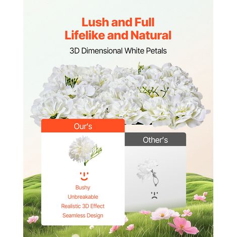 Panneau Mural Décoratif Floral, 24 PCS, Mur à Fleurs Artificielles 3D, 38x38 cm, Conception Sans Couture Installation Facile pour Mariage, Saint-Valentin, Fête Prénatale, Décoration Fond, Blanc (1/5)