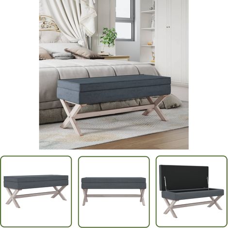 Tabouret de rangement Gris foncé 110x45x49 Velours (1/5)