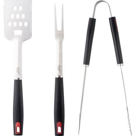 Ensemble d'ustensiles pour barbecue Adler AD6727, Pince, Fourchette, Spatule, Acier inoxydable avec étui de transport
