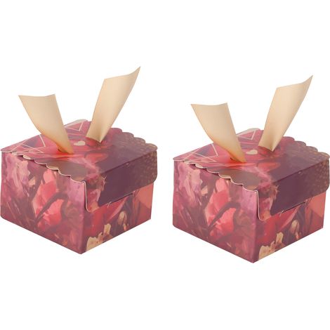 Lot de 25 boîtes cadeaux à bonbons en carton épais avec rubans, décor floral rétro européen aile dorée, 6.5x4.5cm carrées taille S pour fête Noël anniversaire mariage (1/5)