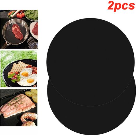 Lot de 2 tapis de cuisson réutilisables antiadhésifs ronds 40cm pour barbecue et pâtisserie mat