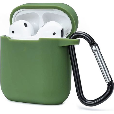 Cover custodia silicone verde militare cuffie bluetooth auricolari gancio (1/3)