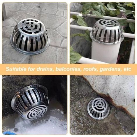 Crapaudine Gouttière - Acier Inoxydable - Pour Tuyaux Jusqu'à 110 mm - Compatible Siphons Sol Garage Grenier Jardin - 4 Pièces (1/4)