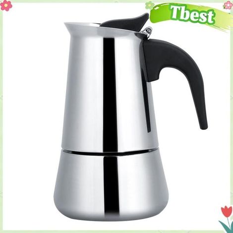 Tbest cafetière en acier inoxydable Cafetière portative en acier inoxydable, cafetière à expresso Moka (300ml) culinaires capsule (1/5)
