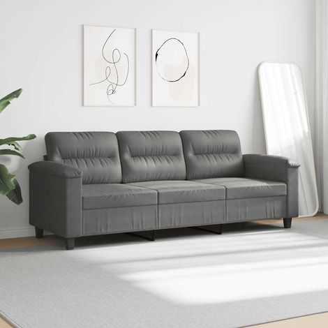 Canapé Sofa à 3 places Gris foncé 180 cm Tissu microfibre (1/5)