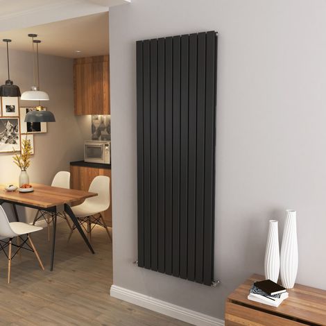 Acezanble Vertical Flat Panel Radiator Central Heating Rad 1800x680mm Double Black